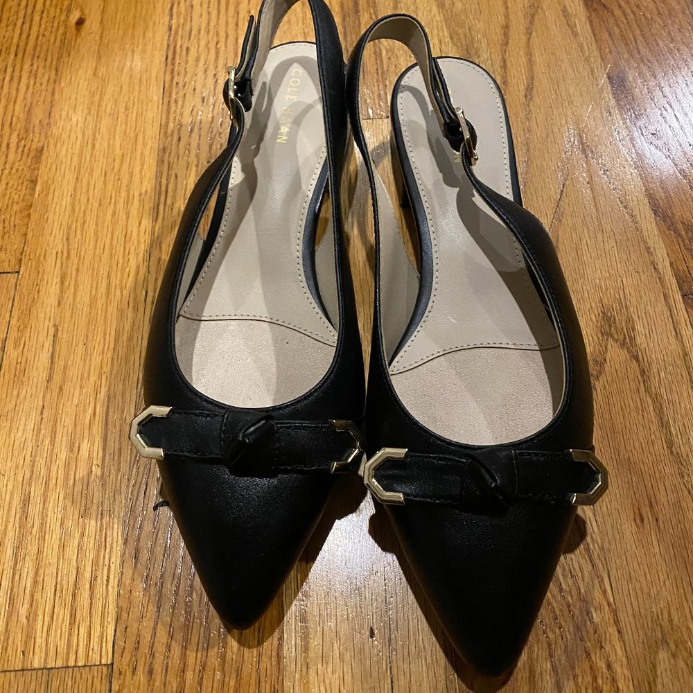 NWT Cole Haan Black Leather Flat Mules